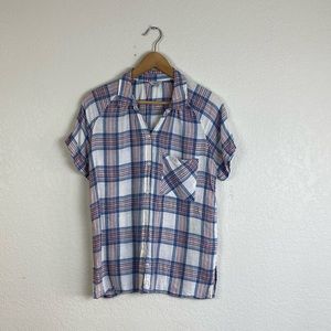 Rails plaid short sleeve button down top size medium
